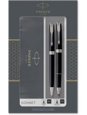 Комплект Parker - Химикалка и ролер Royal Sonnet Black Lacquer CT