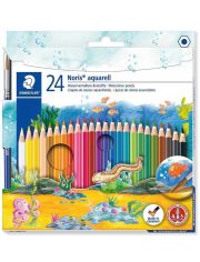 Цветни акварелни моливи Staedtler Aquarell, 24 цвята + четка