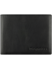 Мъжки кожен портфейл Bugatti Super Slim With Flap 8CC, черен