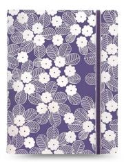 Тефтер Filofax Notebook Impressions Pocket Purple and White със скрита спирала, ластик и линирани листа