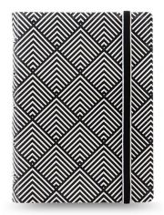 Тефтер Filofax Notebook Impressions Pocket Black and White Deco със скрита спирала и линирани листа