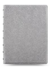 Тефтер Filofax Notebook Saffiano Metallic A5 Silver със скрита спирала, ластик и линирани листа