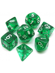 Комплект зарчета за настолни игри Chessex: Translucent Green/white, 7 бр.