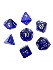 Комплект зарчета за настолни игри Chessex: Blue/White Translucent, 7 бр.