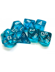 Комплект зарчета за настолни игри Chessex: Teal/White Polyhedral, 7 бр.