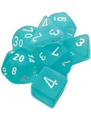 Комплект зарчета за ролеви игри Chessex: Gemini Polyhedral Frosted Teal/White, 7бр.