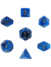 Комплект зарчета за настолни игри Chessex: Vortex Polyhedral Blue/Gold, 7 бр.