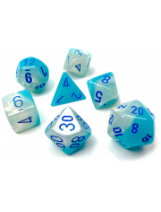 Комплект зарчета за настолни игри Chessex: Pearl Turquoise-White/Blue, 7 бр.