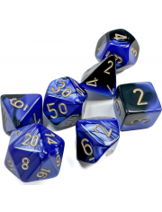 Комплект зарчета за настолни игри Chessex: Black-Blue/Gold Polyhedral, 7 бр.