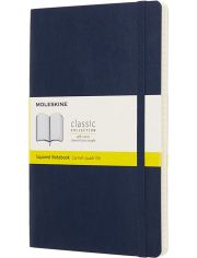 Класически син тефтер Moleskine Classic Sapphire Blue с меки корици и листа на малки квадратчета