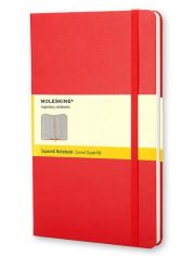 Червен тефтер Moleskine с твърди корици, страници на квадратчета