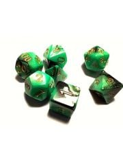 Комплект зарчета за настолни игри Dice4Friends: Dice Set - Black/Green, 7 бр.