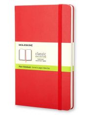 Джобен червен тефтер Moleskine с твърди корици, нелинирани страници