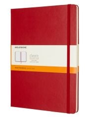 Голям червен тефтер Moleskine Classic Red Scarlet с твърди корици и листа на широки редове