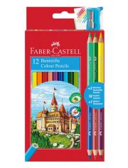 Комплект 12 цветни моливи Faber-Castell + 3 разноцветни двувърхи