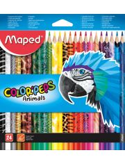 Цветни моливи Maped Color'Peps Animals, 24 цвята