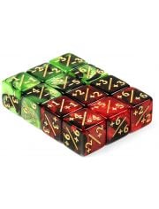 Комплект зарчета за ролеви игри Chessex: Positive/Negative  Red/Green - 12 бр.