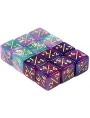 Комплект зарчета за ролеви игри Chessex: Positive/Negative  Cyan/Purple - 12 бр.