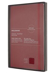 Кожен класически тефтер Moleskine Classic Leather Red с меки корици и листа на широки редове