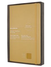 Кожен класически тефтер Moleskine Classic Leather Yellow с твърди корици и листа на широки редове