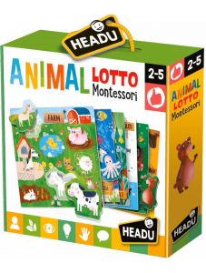 Образователен пъзел Headu Montessori - Лото с животни