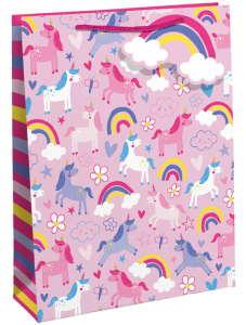 Детска подаръчна торбичка Eurowrap - Unicorns and Rainbows, голяма