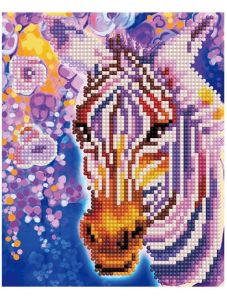 Картина с частична диамантена мозайка Collection D'Art - Цветна зебра