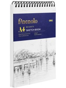 Скицник Deli Finenolo A4 със спирала отгоре, 60 листа