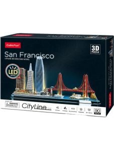 Светещ 3D пъзел Cubic Fun CityLine - Сан Франциско, 90 части