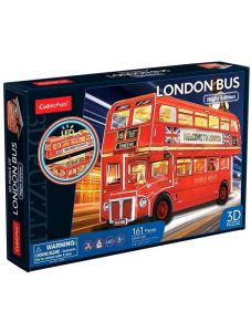 Светещ 3D пъзел Cubic Fun - Лондонски автобус, 161 части