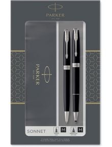 Комплект Parker - Химикалка и ролер Royal Sonnet Black Lacquer CT