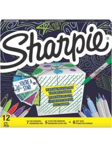 Комплект перманентни маркери Sharpie, 12 броя + 6 етикета - Sharpie - Newell - Момиче, Момче - Sharpie - Permament Markers - 3026980798086