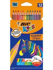 Цветни моливи BIC Kids Evolution Stripes, 12 цвята - BIC - BIC - Момиче, Момче - Bic - Kids - 3086123499102