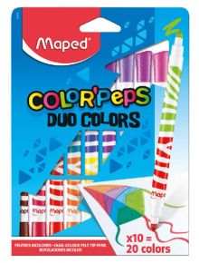 Комплект двупосочни флумастери Maped Color'Peps Duo, 10 броя - 20 цвята - Maped - Maped - Момиче, Момче - Maped - Color Peps - 3154148470106