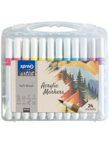 Акрилни маркери Spree Art - Soft Brush, 24 цвята