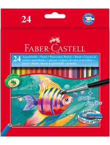 Цветни моливи Faber-Castell, 24 цвята + четка - Faber-Castell - Faber-Castell - Момиче, Момче - Faber-Castell - Coloured Pencils - 4005401144250