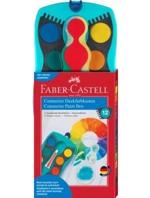 Акварелни бои Faber-Castell Conector, 12 цвята + боичка, тюркоазена палитра - Faber-Castell - Faber-Castell - Момиче, Момче - Faber-Castell - Connector - 4005401250036