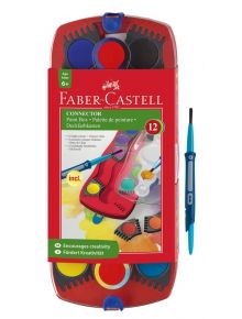 Акварелни бои Faber-Castell Conector, 12 цвята + четка - Faber-Castell - Faber-Castell - Момиче, Момче - 4005401250234