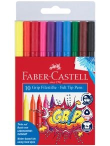 Флумастери Faber-Castell, 10 цвята - 1122634 - 2730 - 1129388,1129390 - Faber-Castell - Grip - 4005401553106