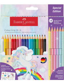 Цветни моливи Faber-Castell Grip Sparkle, 18+6 цвята - 1122634 - 2730 - 1129388 - 5655 - Faber-Castell - Grip Sparkle - 40054