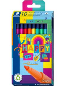 Комплект флумастери Staedtler Happy, 10 цвята