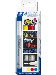 Кoмплект тебеширен маркер Staedtler Lumocolor 344, 4 цвята