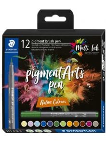 Комплект маркери Staedtler Pigment Brush Pen 371, 12 земни цвята - Staedtler - Staedtler - Момиче, Момче - Staedtler - Pigment Brush - 4007817097052