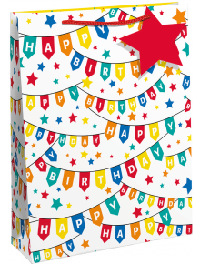 Подаръчна торбичка Eurowrap - Birthday Banners, голяма - EuroWrap - Eurowrap - Момиче, Момче - 5033601021766