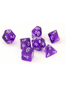 Комплект зарчета за настолни игри Chessex: Translucent Purple/White, 7 бр.