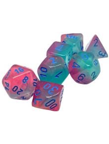 Комплект зарчета за ролеви игри Chessex: Gemini Polyhedral Green-Pink/Blue, 7бр. - 1125759 - 1125760 - 601982034375