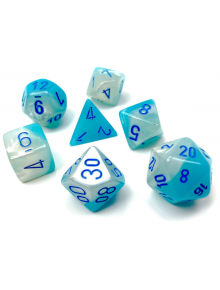 Комплект зарчета за настолни игри Chessex: Pearl Turquoise-White/Blue, 7 бр. - 1125759 - 1125760 - 601982034498