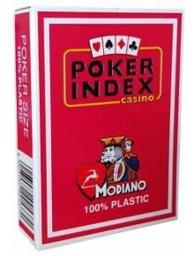 Карти за игра Modiano Poker Index 100% Plastic, червен гръб - Modiano - 8003080855371