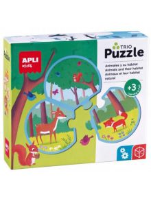 Детски пъзел Apli Kids Trio - Животните в тяхната естествена среда, 24 части - Apli - Apli Paper - Момиче, Момче - Apli - Kids - 8410782188216