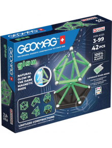 Магнитен конструктор Geomag - Glow, 42 части